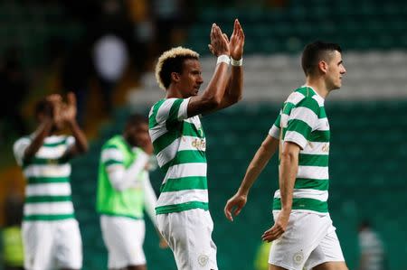 Soccer Football - Celtic vs Linfield - UEFA Champions League Second Qualifying Round Second Leg - Glasgow, Britain - July 19, 2017 Celtic's Scott Sinclair and Tom Rogic after the game REUTERS/Russell Cheyne