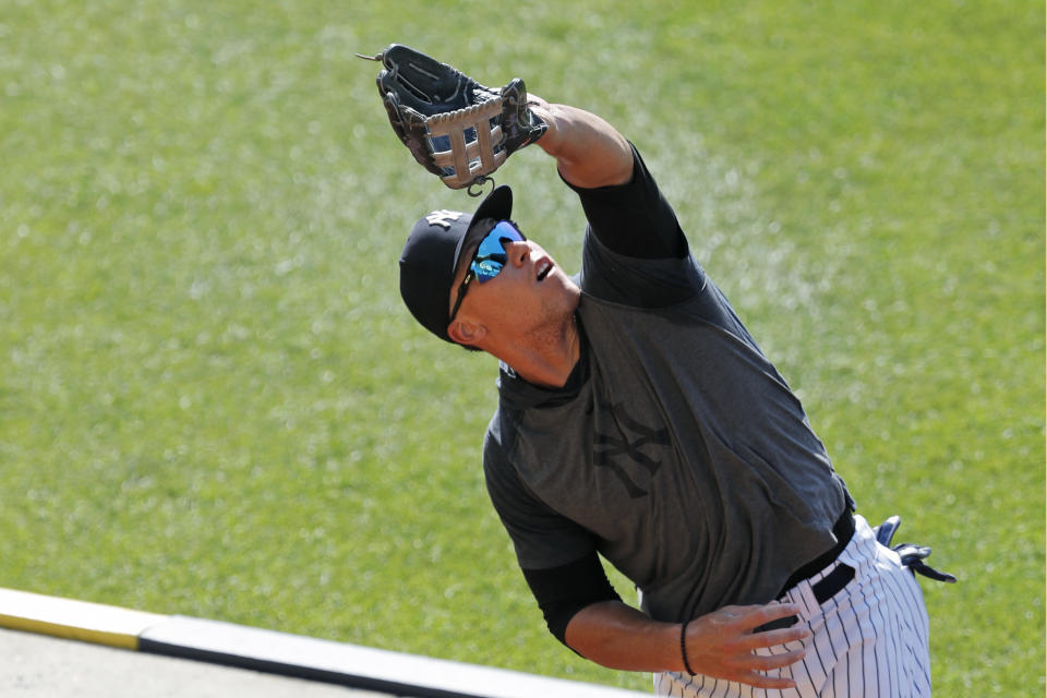 Aaron Judge says he's healed and ready to go when the Yankees start their season on July 23. (AP Photo/Kathy Willens)