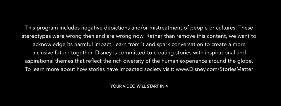 Disney Plus warning racism