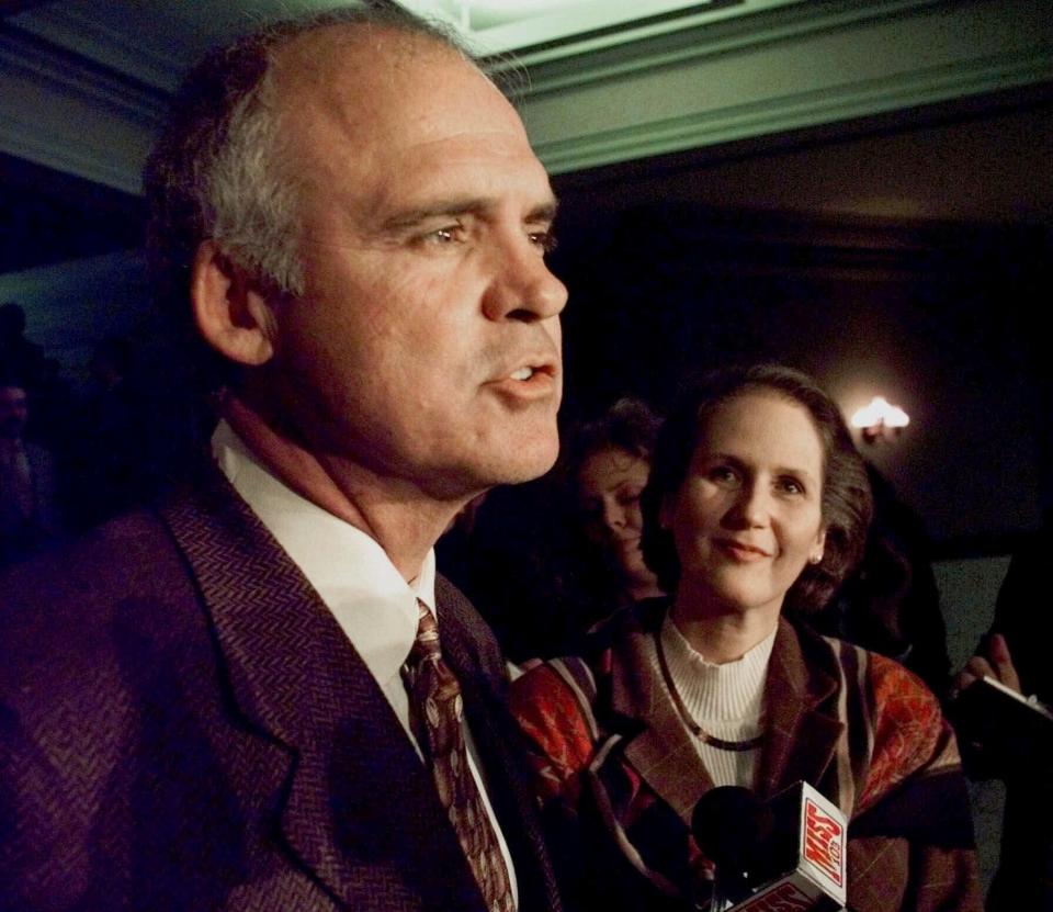 Mike Parker, left, a former U.S. representative and 1999 Republican nominee for Mississippi governor, is photographed with his wife Rosemary Parker on Jan. 4, 2000, in Jackson, Miss.