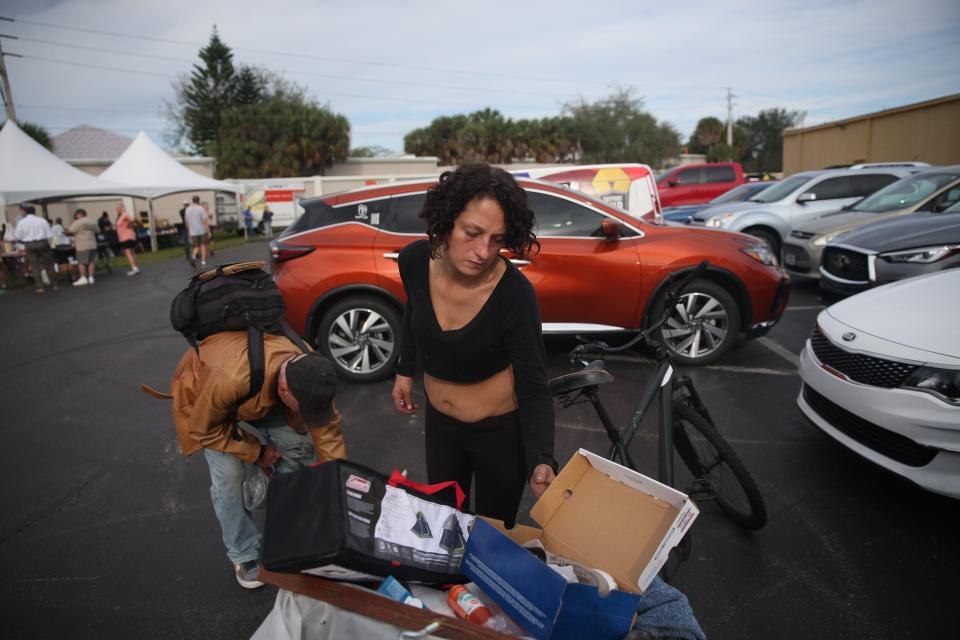 Scenes from the Collier County Hunger and Homeless CoalitionÕs annual "point in time" homeless count at Gulf Gate Plaza in Naples on Friday, Jan. 26, 2024. Vendors were set up at the event to help the homeless which included, food, hygiene kits, clothes and other help.