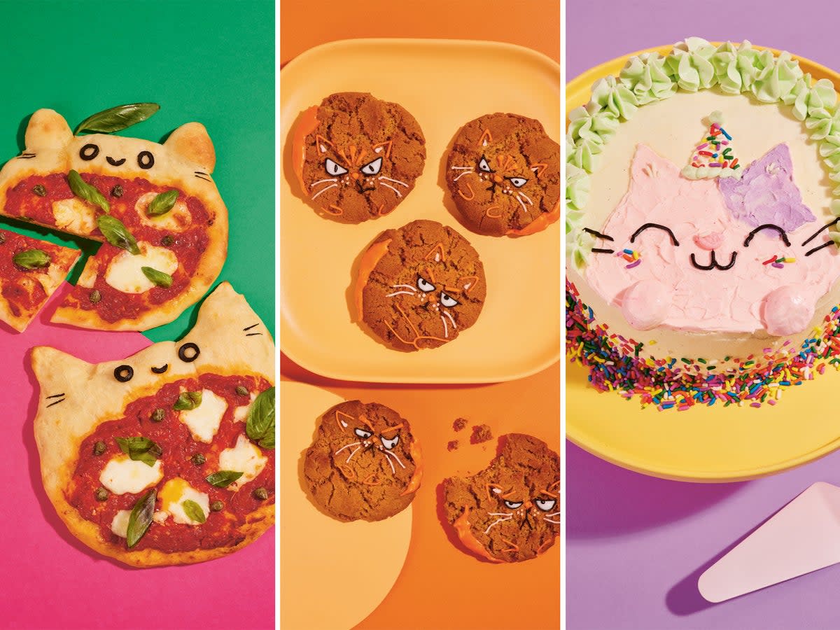 Fat cat pizzas; ginger snap cats; and happy purrthday cake (Ellis Parrinder/PA)