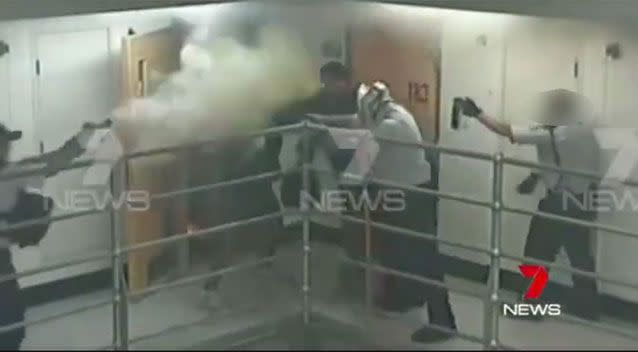 Officers had to use teargas to subdue the inmates. Photo: 7 News
