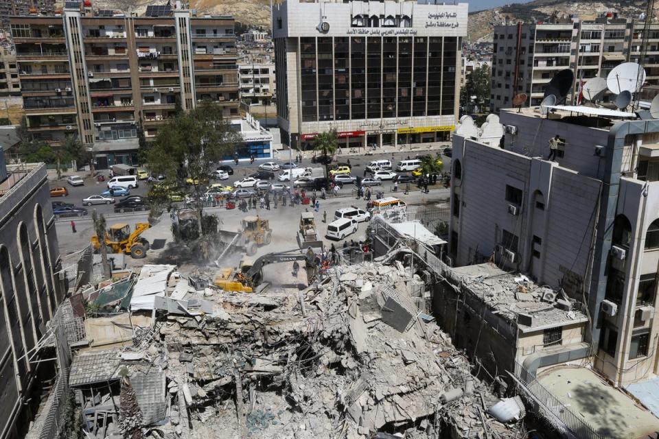 A building used by the Iranian embassy in Damascus, destroyed by an airstrike blamed on Israel (AFP via Getty Images)