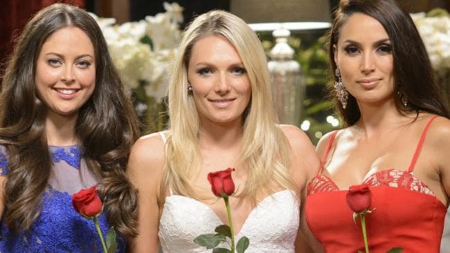 A photo of The Bachelor Australia 2015 final three: Lana Jeavons-Fellows, Sarah Mackay and Snezana Markoski.