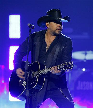 Jason Aldean performs "When She Says Baby" at the 49th Annual Academy of Country Music Awards in Las Vegas, Nevada April 6, 2014. REUTERS/Robert Galbraith