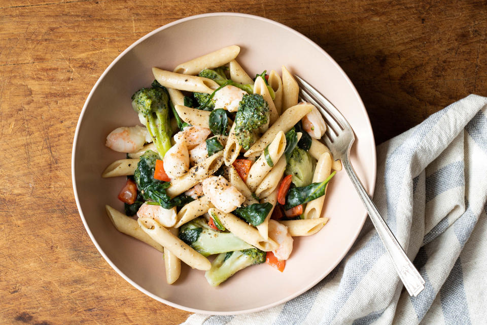 Creamy One-Pot Penne Primavera with Shrimp