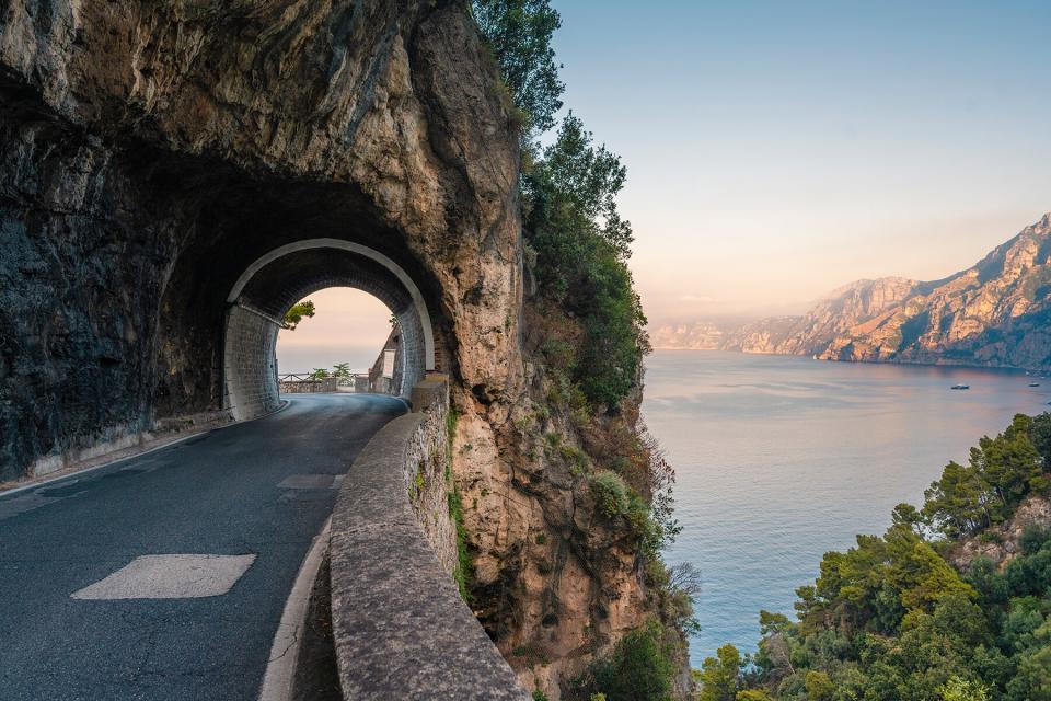 Scenic coastal road along Amalfi Coast, Italy