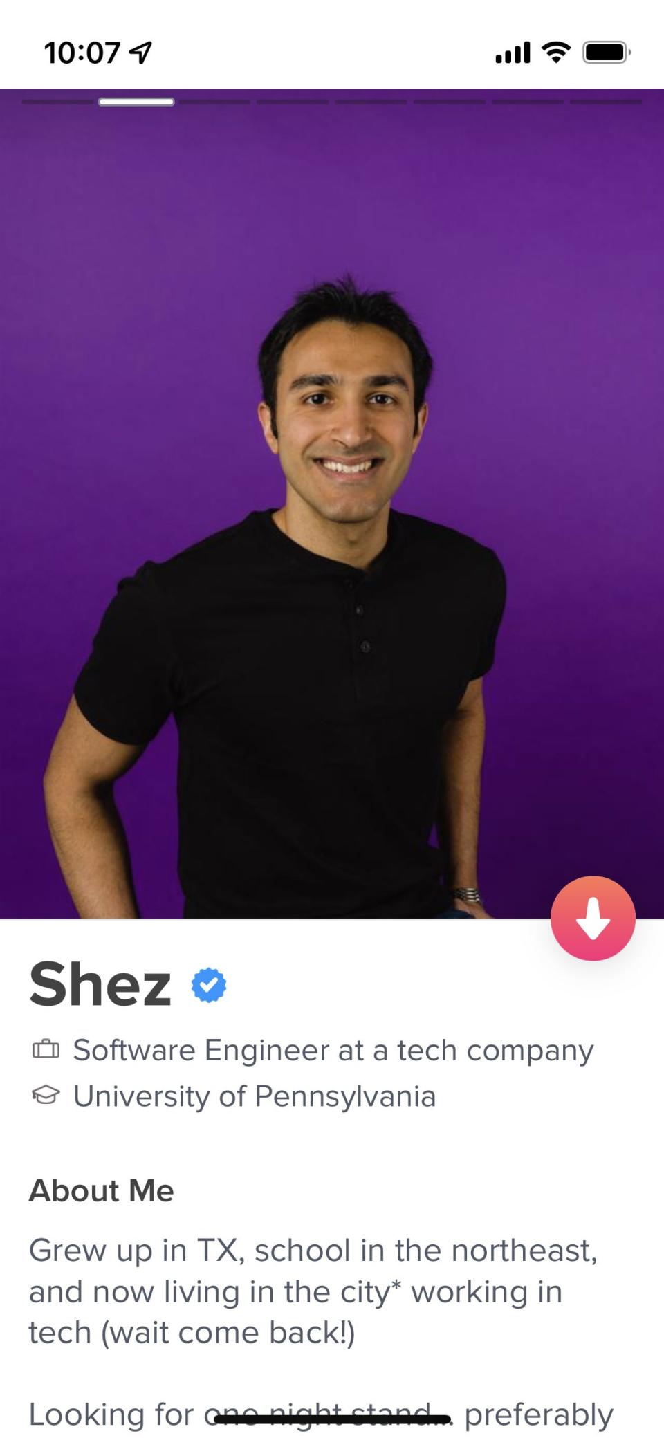 Shez shared his Tinder profile with dating expert Sara Tick, who gave him suggestions for updating it.