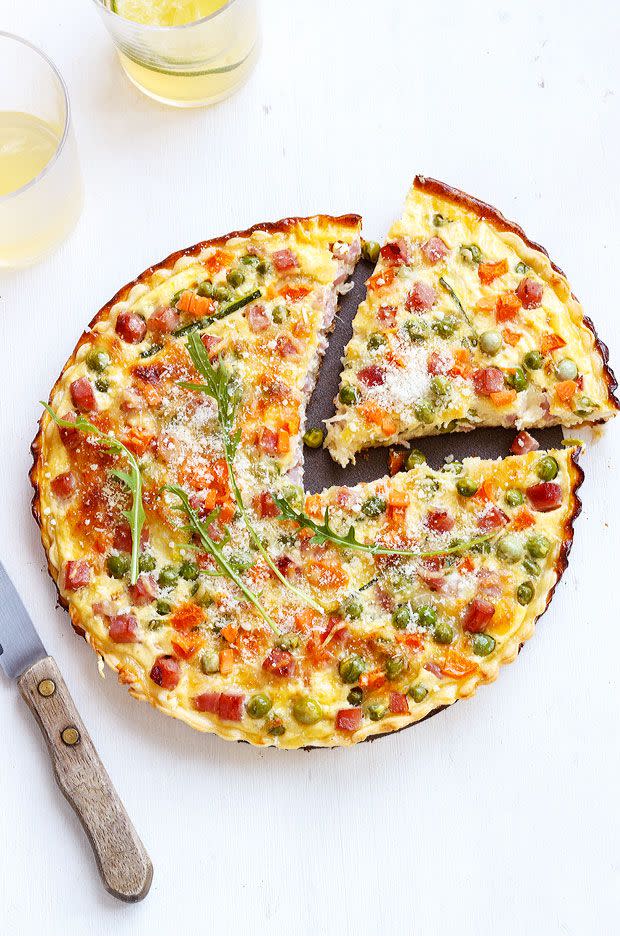 <p>You'll have the classic ham covered with this colorful quiche.</p><p><em><a href="http://www.eatwell101.com/ham-and-cheese-quiche-recipe" rel="nofollow noopener" target="_blank" data-ylk="slk:Get the recipe from Eat Well 101 »;elm:context_link;itc:0;sec:content-canvas" class="link ">Get the recipe from Eat Well 101 »</a></em></p>