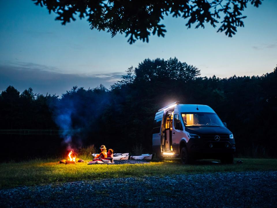 the Airstream Interstate 19X at night