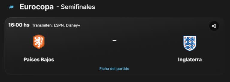 Países Bajos vs. Inglaterra, el único partido de este miércoles en la Eurocopa 2024