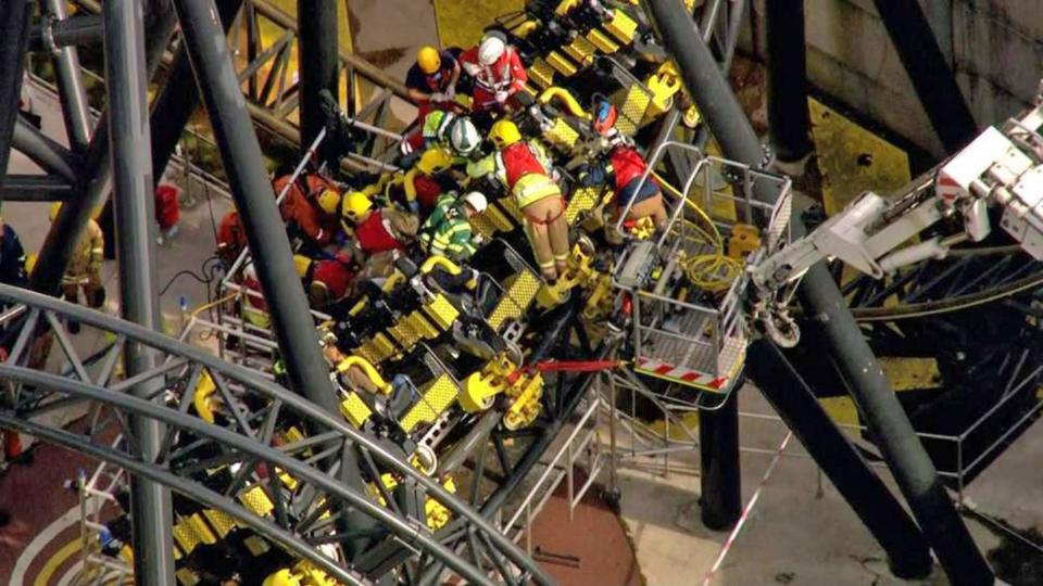 Emergency services attend the scene of the crash.