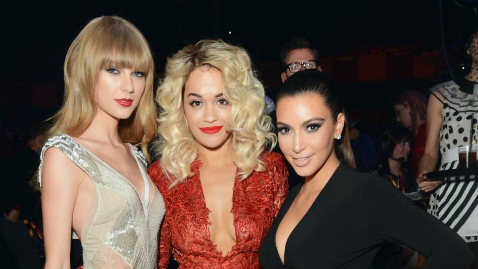 Taylor Swift, Kim Kardashian and Rita Ora. Photo by Dave Hogan/MTV 2012/Getty Images for MTV.