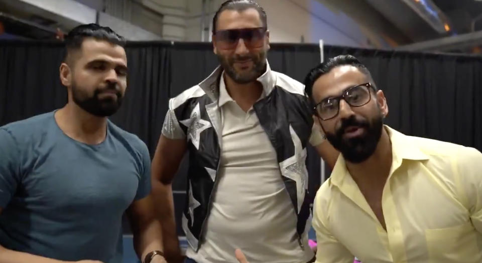 Retired NHL goaltender appeared in a video with the Singh Brothers of the WWE ahead of 205 Live on Tuesday night. (Twitter//@WWE205Live)