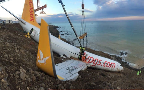 Trabzon Airport plane skids off runway  - Credit: Anadolu Agency / Getty