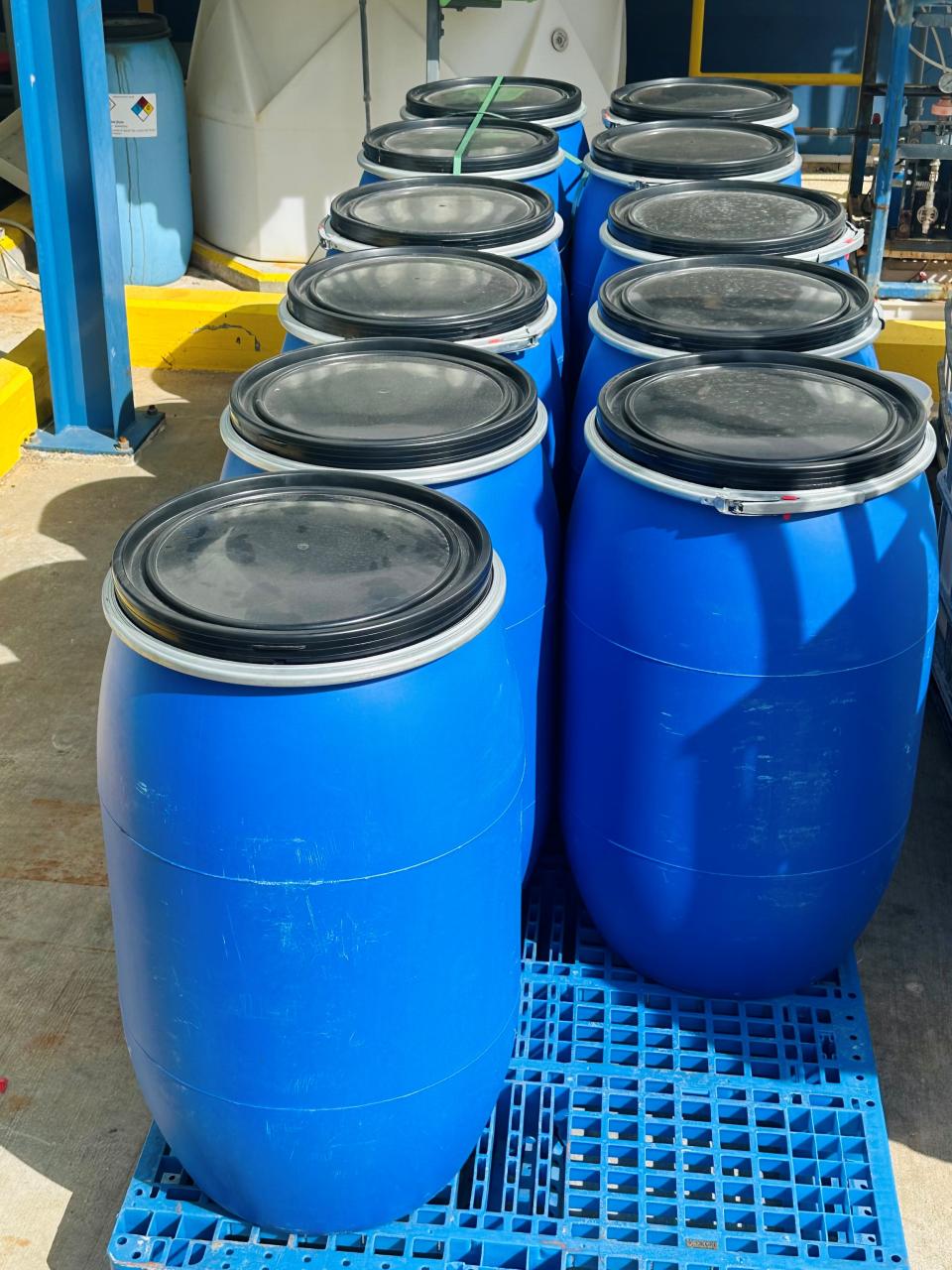 Barrels of Koch Engineered Solutions proprietary lithium-selective sorption currently being loaded into the commercial-scale LSS unit ahead of initial commissioning, expected in late March 2024.