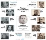 Members of the Democratic prosecution and Trump's defense teams in the impeachment trial in the US Senate