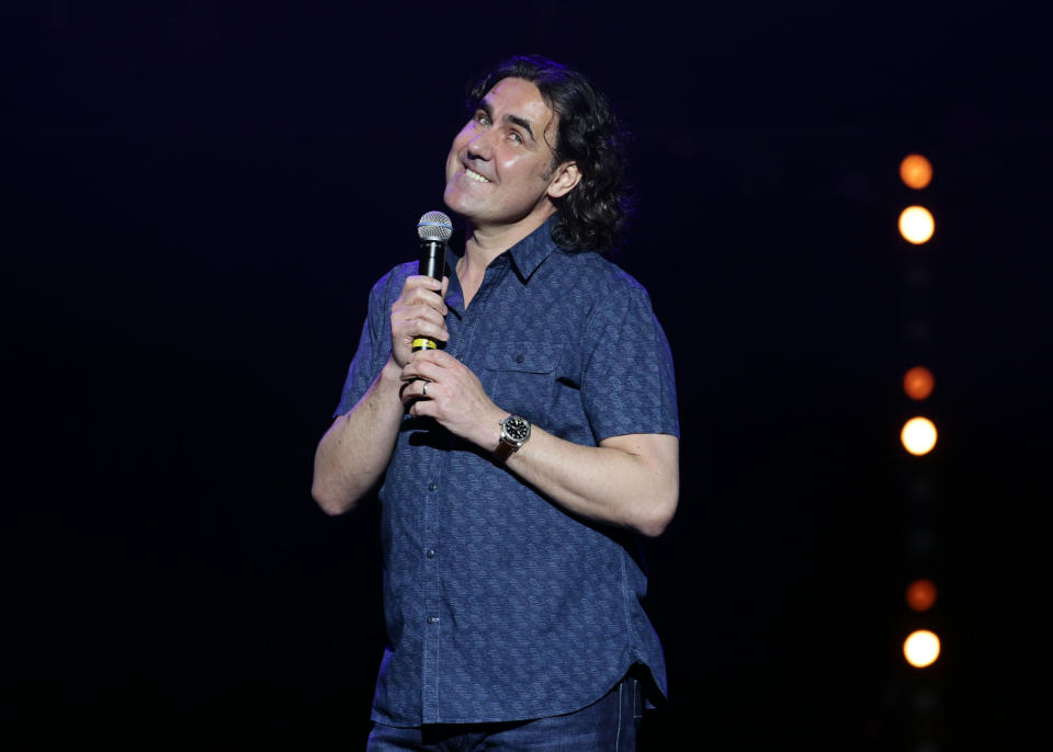 Micky Flanagan performing on stage during the Teenage Cancer Trust series of charity gigs, at the Royal Albert Hall, in London.   (Photo by Yui Mok/PA Images via Getty Images)