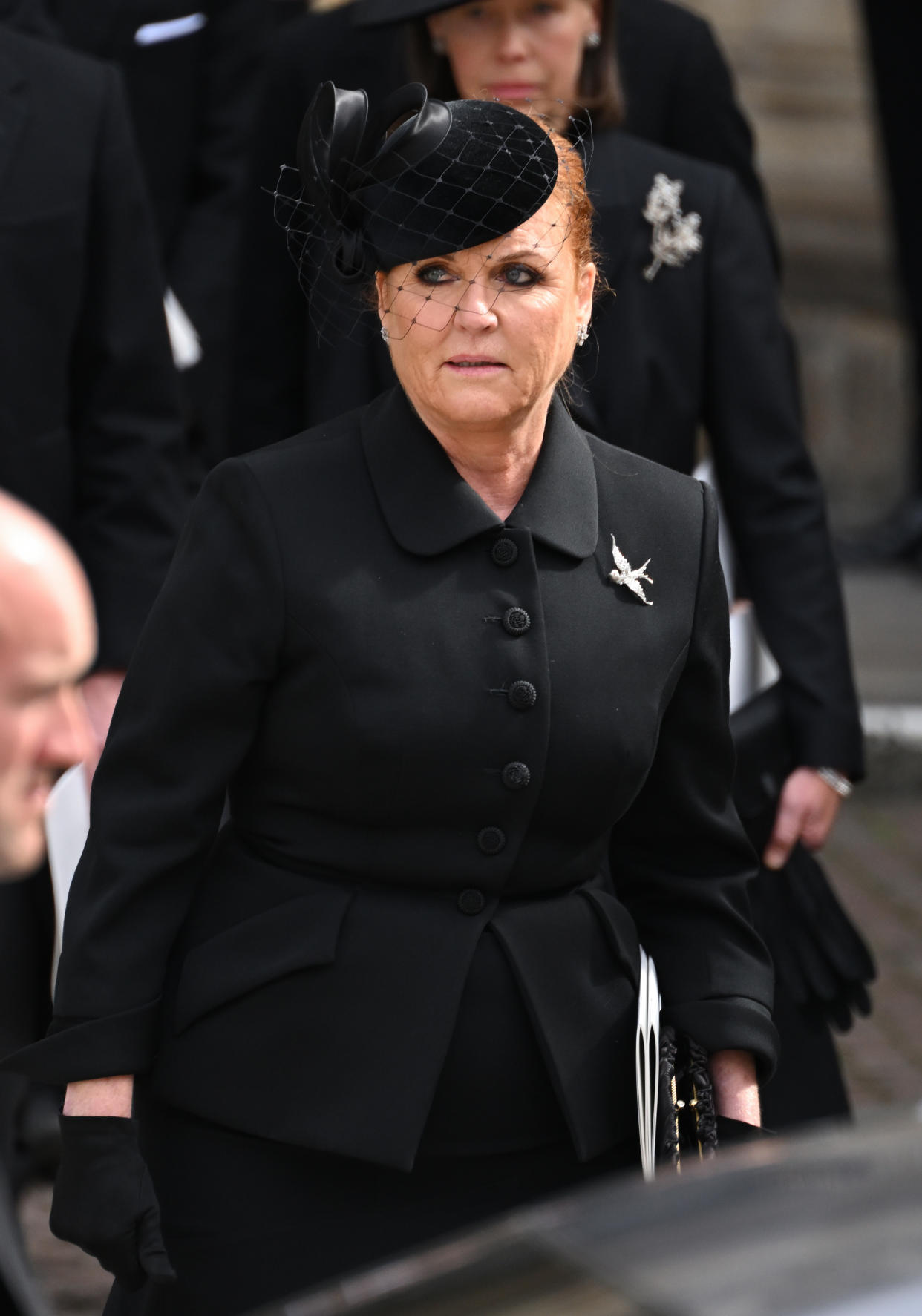 LONDON, ENGLAND - SEPTEMBER 19: Sarah, Duchess of York during the State Funeral of Queen Elizabeth II at Westminster Abbey on September 19, 2022 in London, England. Elizabeth Alexandra Mary Windsor was born in Bruton Street, Mayfair, London on 21 April 1926. She married Prince Philip in 1947 and ascended the throne of the United Kingdom and Commonwealth on 6 February 1952 after the death of her Father, King George VI. Queen Elizabeth II died at Balmoral Castle in Scotland on September 8, 2022, and is succeeded by her eldest son, King Charles III. (Photo by Karwai Tang/WireImage)