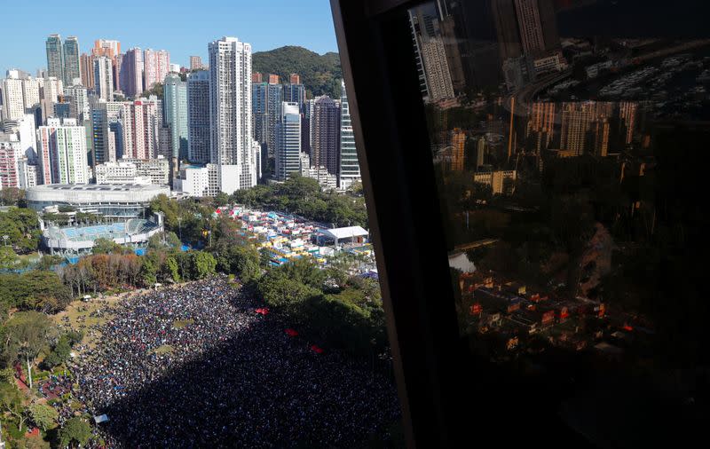 Protesters march for human rights in Hong Kong