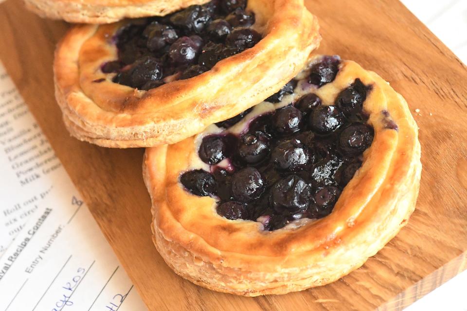 Charlotte Papagikos' Cheese Danish at the North Carolina Blueberry Festival Recipe contest held at the historic train depot in Burgaw in 2022. KEN BLEVINS/STARNEWS