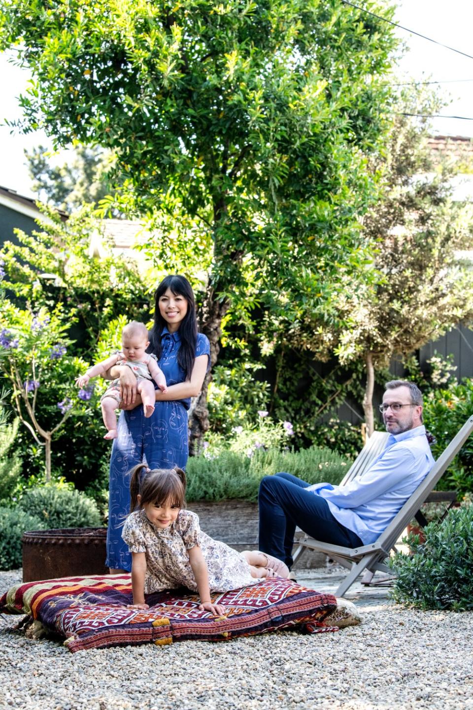 A family in a garden