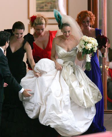 <p>James Devaney/WireImage</p> Mario Cantone, Kristin Davis, Kim Cattrall, Sarah Jessica Parker, and Cynthia Nixon in the "Sex and the City: The Movie".