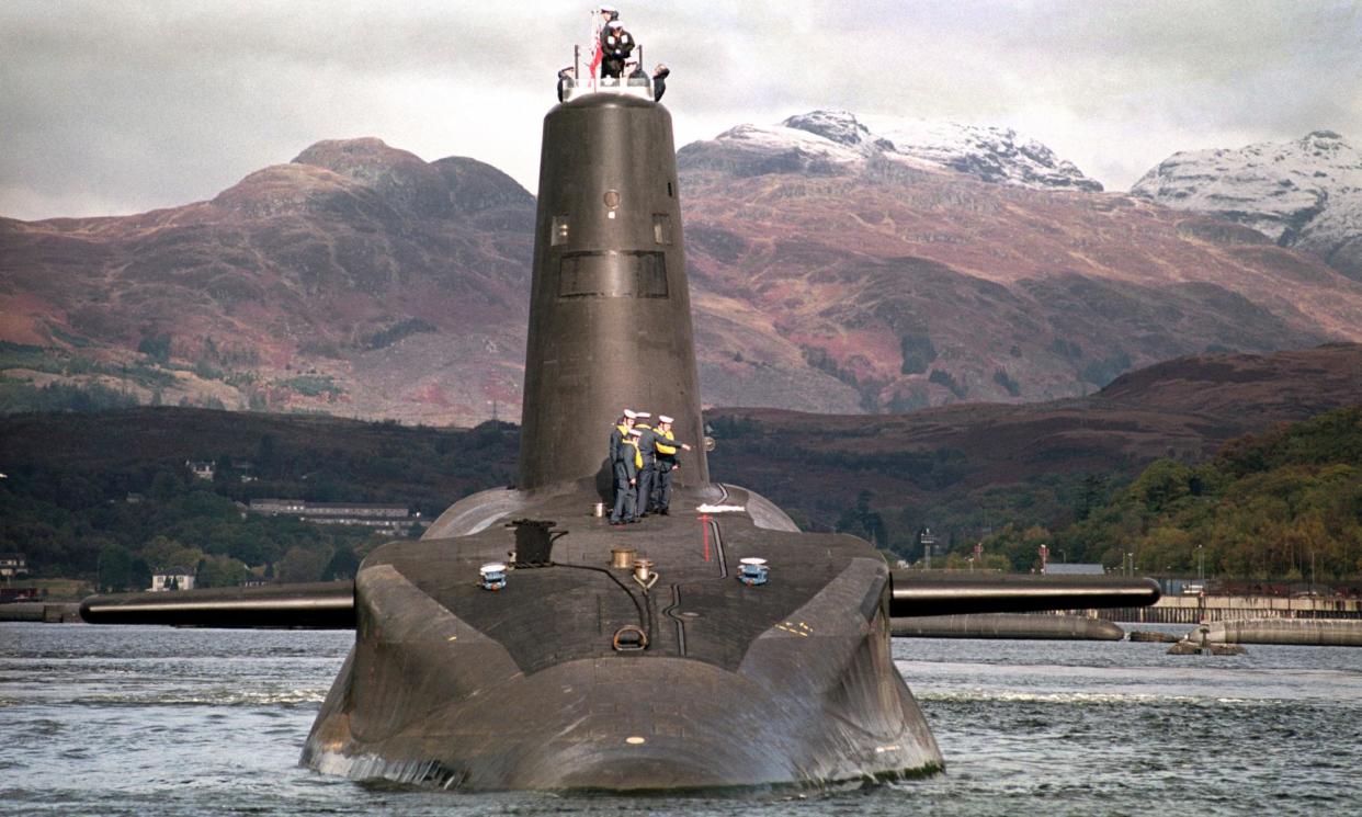 <span>The nuclear submarine HMS Vanguard. The push for common European nuclear weapons has been described as an ‘extremely dangerous escalation’.</span><span>Photograph: PA</span>