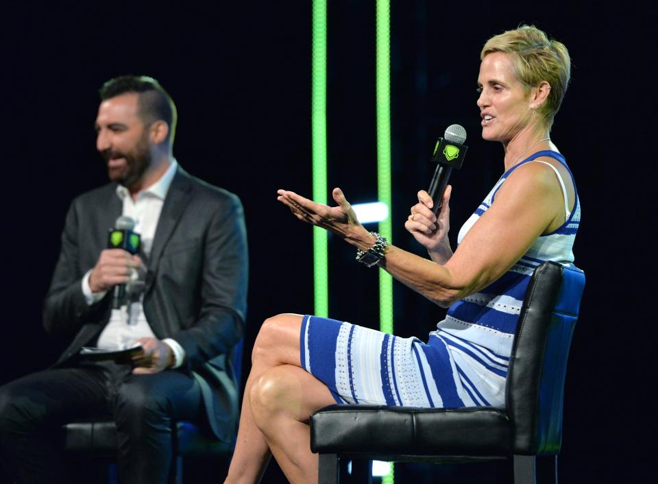 Twelve-time Olympic medalist, swimmer Dara Torres, was the guest speaker at the 2023 Sarasota, Manatee, Charlotte High School Sports Awards Wednesday evening, June 7th at the Van Wezel Performing Arts Hall. 