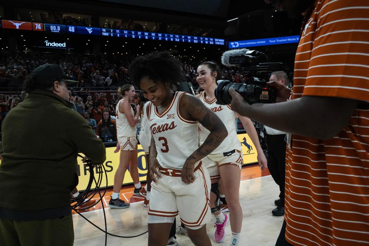 Texas point guard Rori Harmon logged 35 minutes in Sunday's 74-48 win over West Virginia. The No. 17 Horns will get a few days rest before traveling north for a first-place showdown with the Oklahoma Sooners on Saturday.