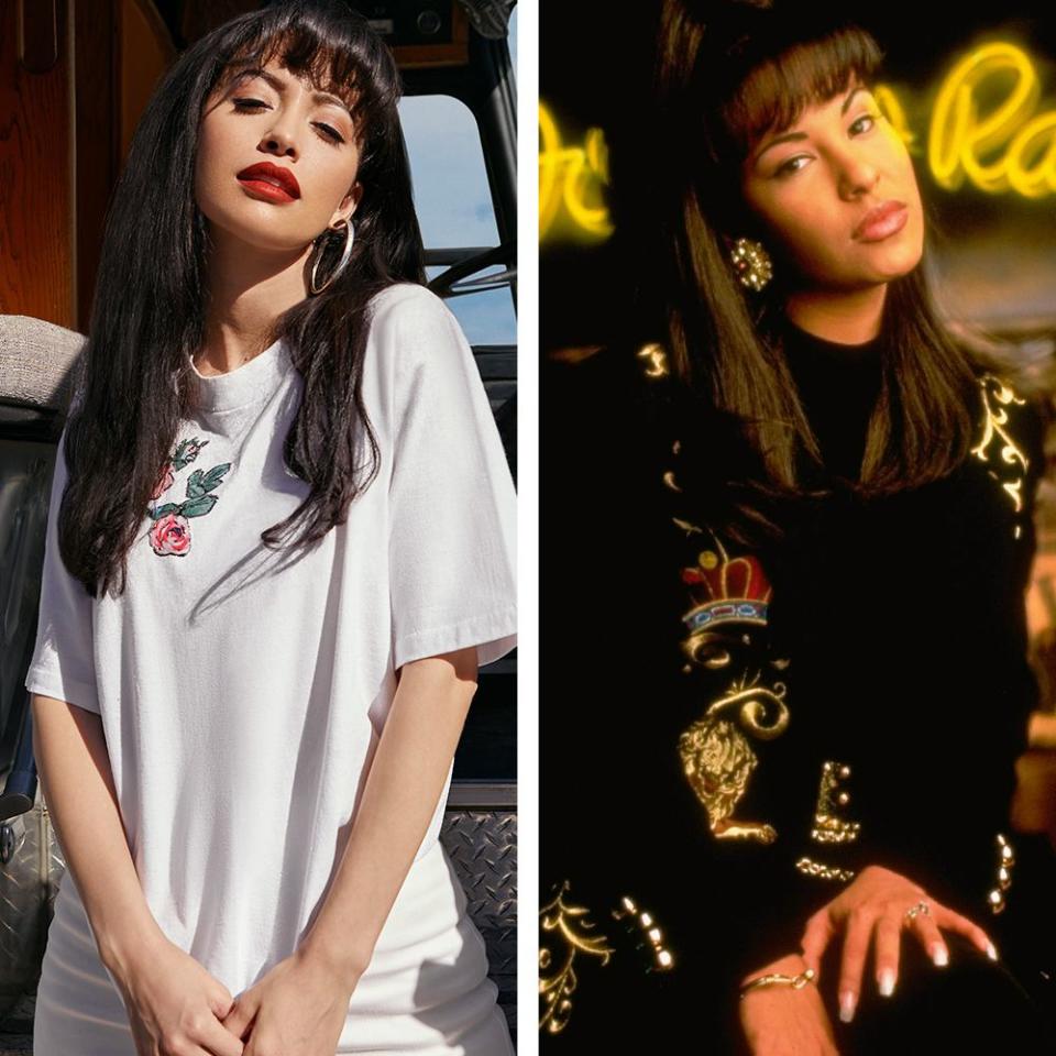 <p>Selena Quintanilla will be played by Christian Serratos (<em>Twilight</em>, <em>The Walking Dead</em>). The teenager with an incredible voice would later be crowned the Queen of Tejano music. To prepare for the role, <a href="https://www.elle.com/culture/a34479412/young-hollywood-2020/" rel="nofollow noopener" target="_blank" data-ylk="slk:Serratos told ELLE;elm:context_link;itc:0;sec:content-canvas" class="link ">Serratos told ELLE</a> that she loved rewatching Selena performing “Que Creias,” and admits filming the concert scenes were her favorite part: “She somehow made an arena full of people feel like they were all hanging out together as friends.” A younger Selena will be played by 9-year-old singer <a href="https://www.instagram.com/madisonbaezmusic/?hl=en" rel="nofollow noopener" target="_blank" data-ylk="slk:Madison Taylor Baez;elm:context_link;itc:0;sec:content-canvas" class="link ">Madison Taylor Baez</a>.<br></p>