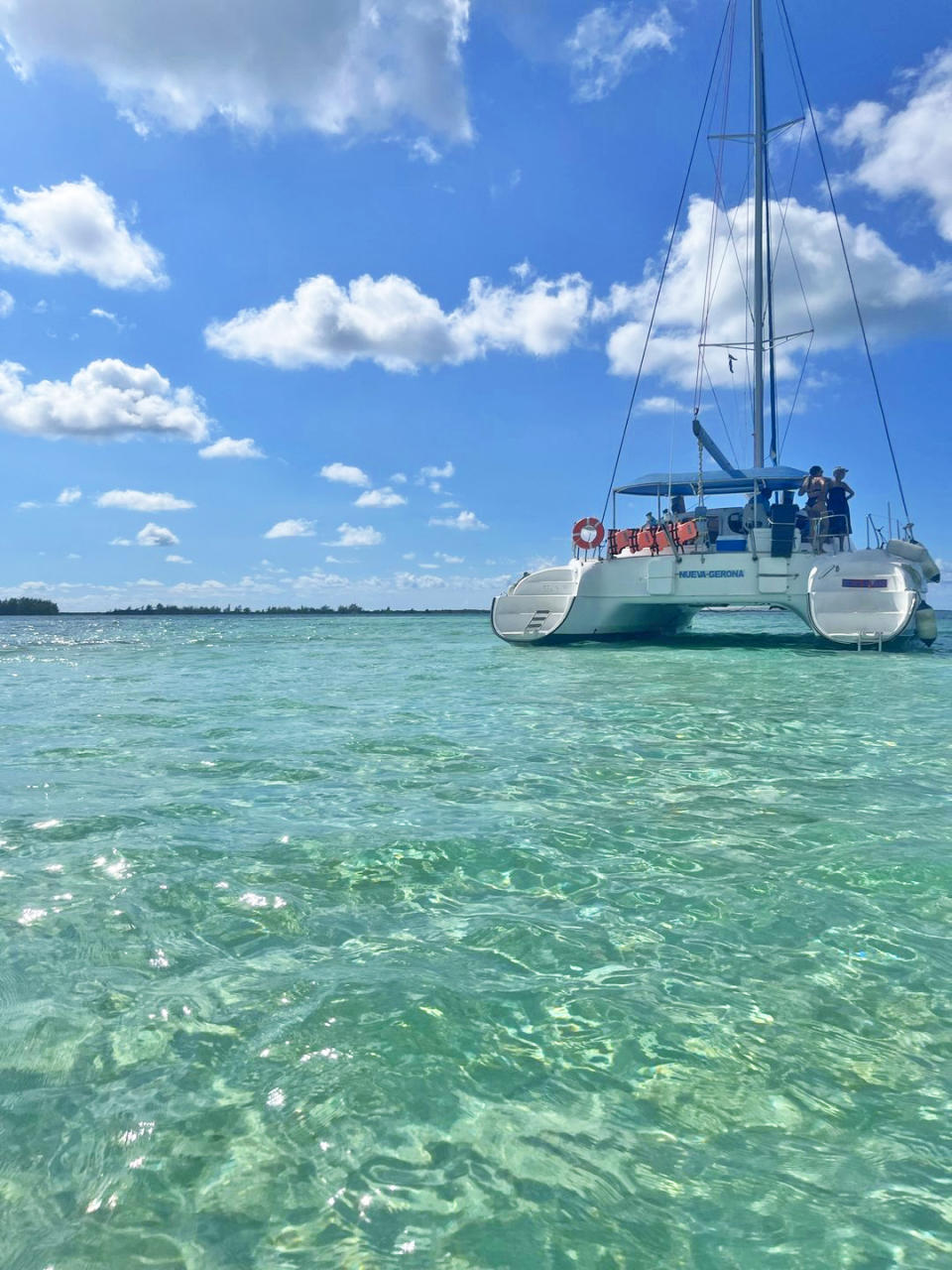 A group enjoying an afternoon on a catamaran in Cayo Largo, Cuba