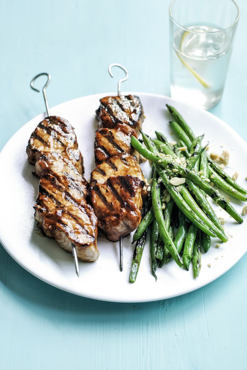 <p>Give pork skewers big flavor with this sweet and savory glaze. </p><p><a href="https://www.womansday.com/food-recipes/food-drinks/recipes/a55355/peanut-butter-barbecue-pork-kebabs-recipe/" rel="nofollow noopener" target="_blank" data-ylk="slk:Get the Peanut Butter Barbecue Pork Kebabs recipe.;elm:context_link;itc:0;sec:content-canvas" class="link "><em>Get the Peanut Butter Barbecue Pork Kebabs recipe.</em></a></p>