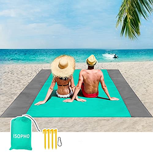 ISOPHO Beach Blanket, 79''×83'' Lightweight Blanket That's Waterproof & Sand-Proof