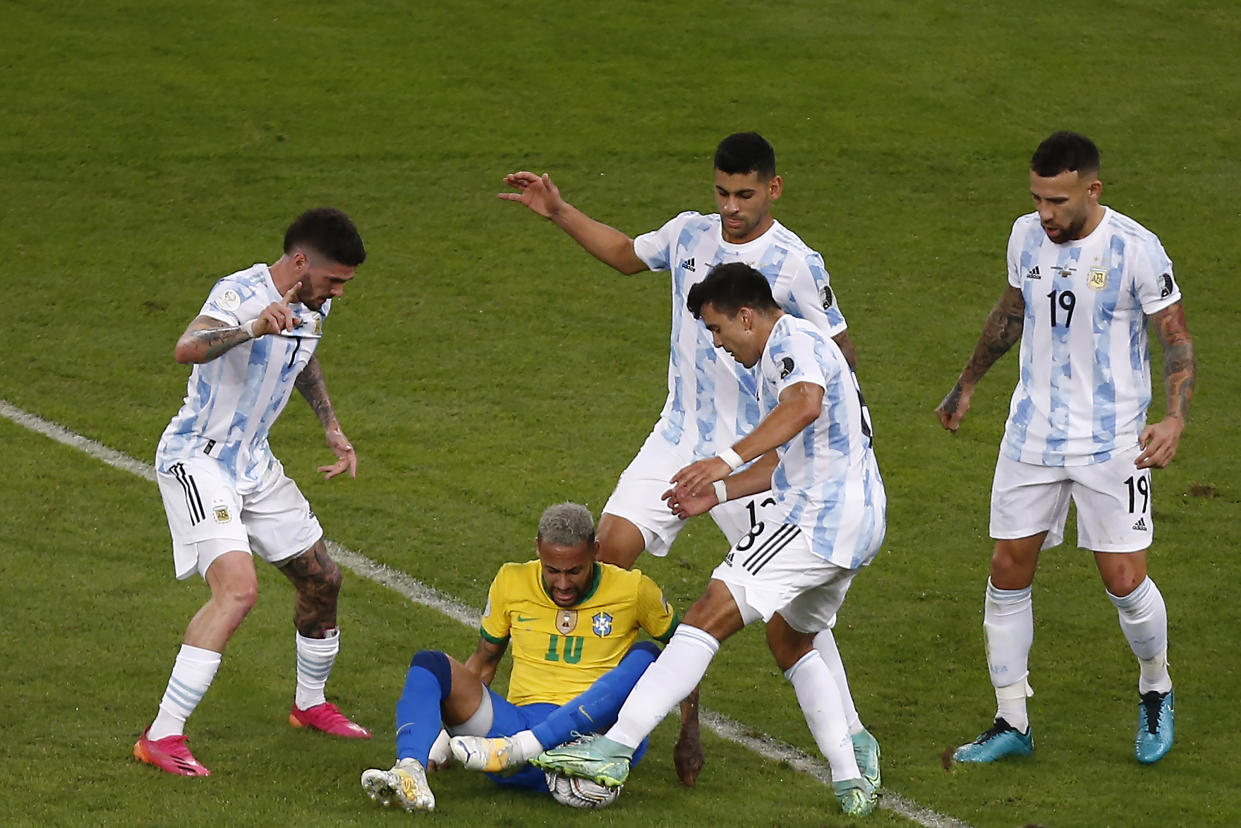 Neymar en el partido de la Final de Copa América 2021 ante Argentina. (Wagner Meier/Getty Images)