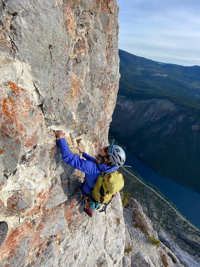 <span class="article__caption">Kate Naus on the last pitch “The Crown” pitch 33, 5.9.</span> (Photo: Brent Nixon)