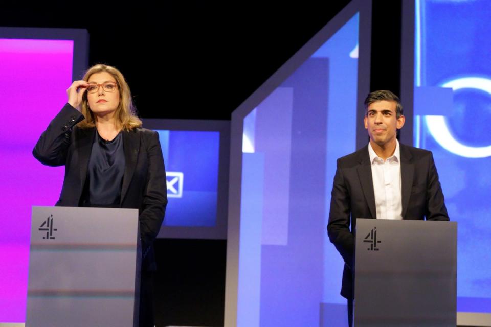 Penny Mordaunt and Rishi Sunak in the first leadership debate (Victoria Jones/PA) (PA Wire)