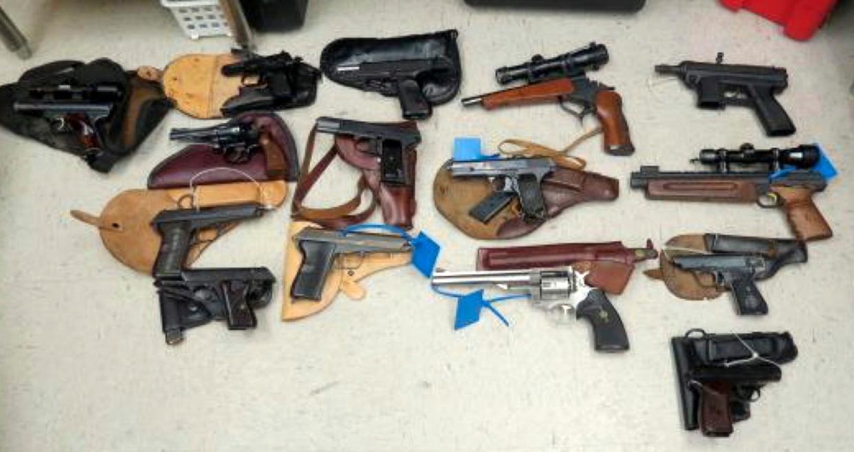 Guns seized by law enforcement from a person who was the subject of Florida’s new red flag law.