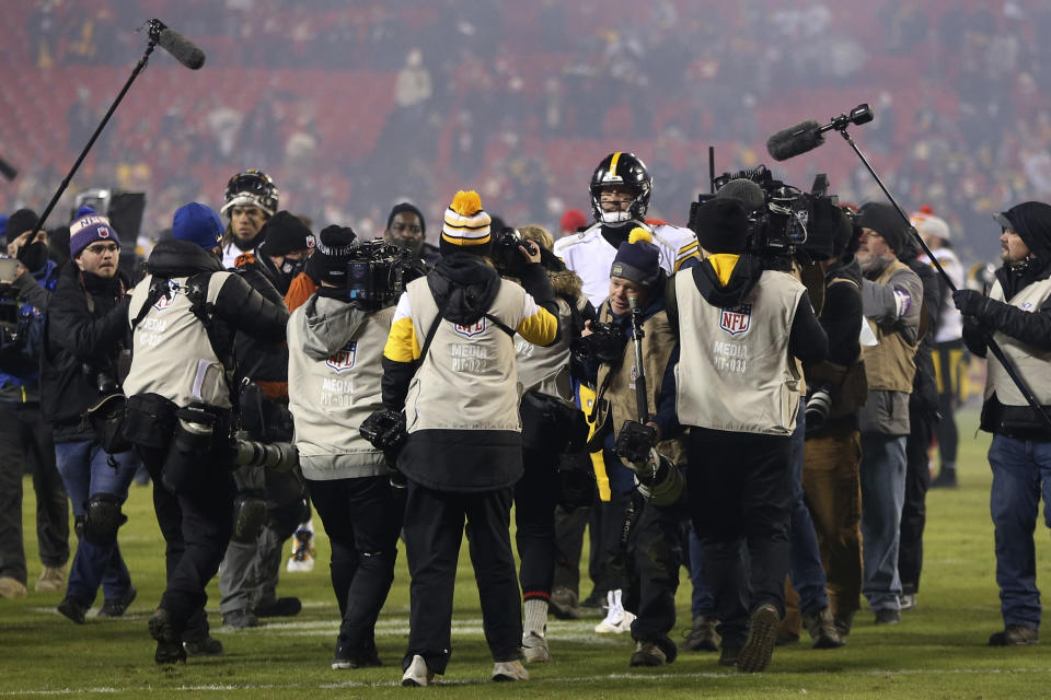 Pittsburgh Steelers quarterback Ben Roethlisberger (7) walks off the field at the end of an NFL wild-card playoff football game against the Kansas City Chiefs, Sunday, Jan. 16, 2022, in Kansas City, Mo. The Chiefs won 42-21. (AP Photo/Travis Heying)