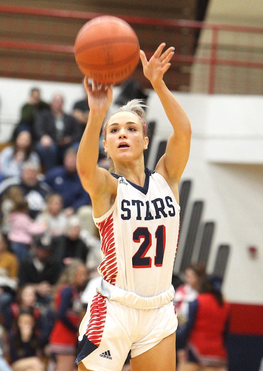 BNL junior guard Karsyn Norman launches a jump shot Tuesday night against Salem.