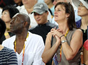 Vinnie Ennis and Alison Powell, parents of Jessica Ennis of Great Britain, watch as she competes in the 100 metres hurdles in the women's heptathlon during day three of the 13th IAAF World Athletics Championships at the Daegu Stadium on August 29, 2011 in Daegu, South Korea. (Photo by Ian Walton/Getty Images)