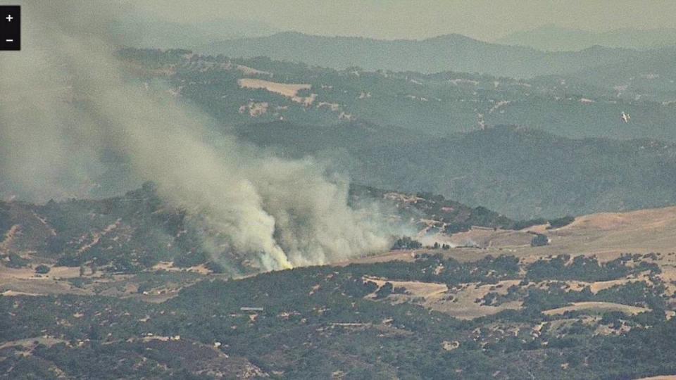 A wildfire threatened at least five structures in Paso Robles on Friday, Sept. 1, 2023.