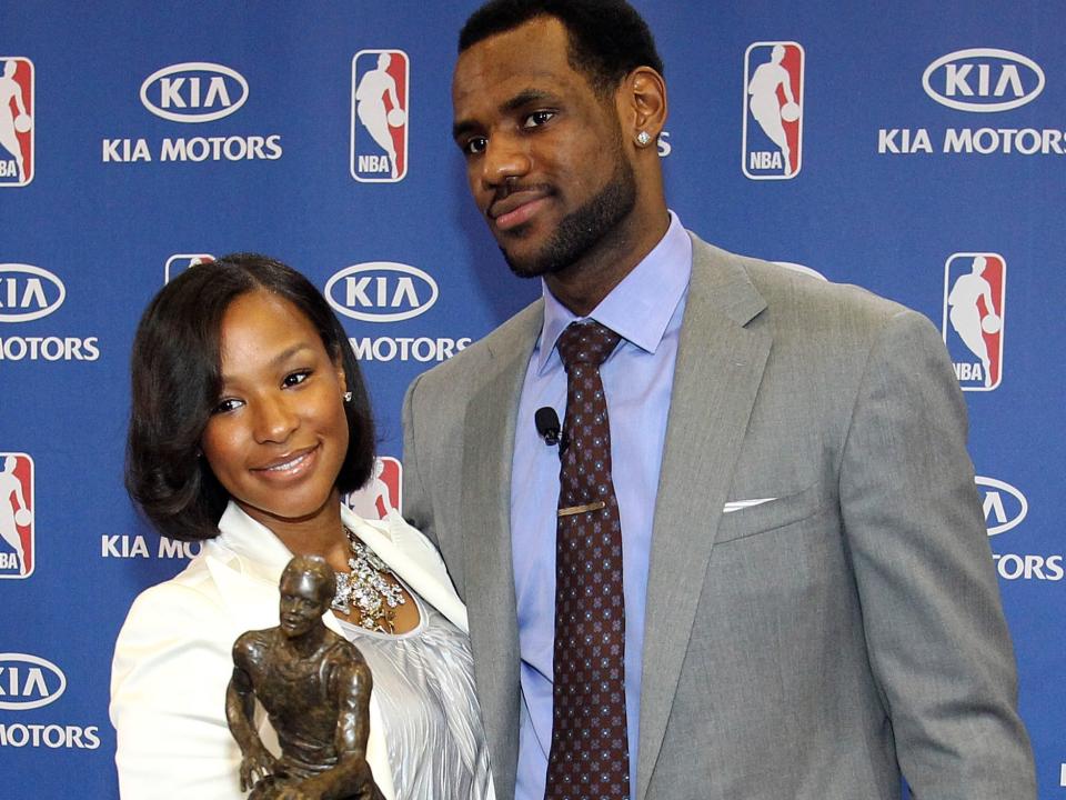 LeBron James (right) and his now-wife, Savannah.