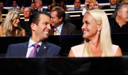 FILE PHOTO: Donald Trump Jr. and his wife Vanessa attend the second day session at the Republican National Convention in Cleveland, Ohio, U.S. July 19, 2016. REUTERS/Jonathan Ernst/File photo
