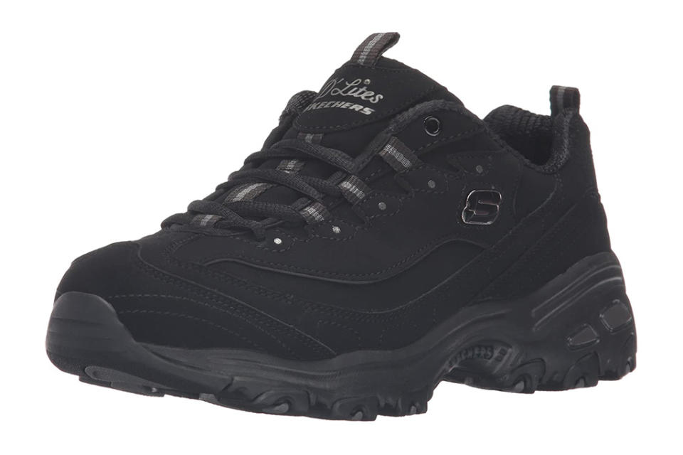 sneakers, black, chunky, platform, dad shoe, skechers