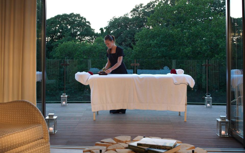 Chewton Glen’s treehouse suites are ideal for a treatment on the private wrap-around balcony - Chewton Glen