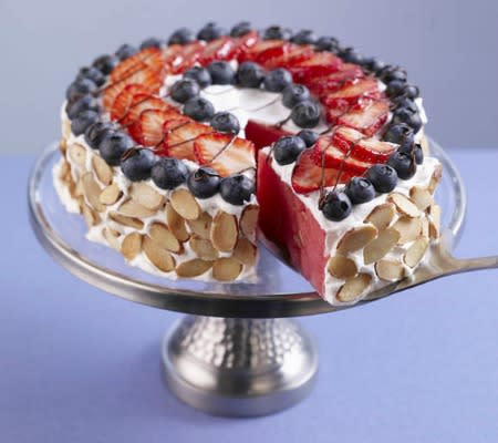 Red, White & Blue Watermelon Almond Tart