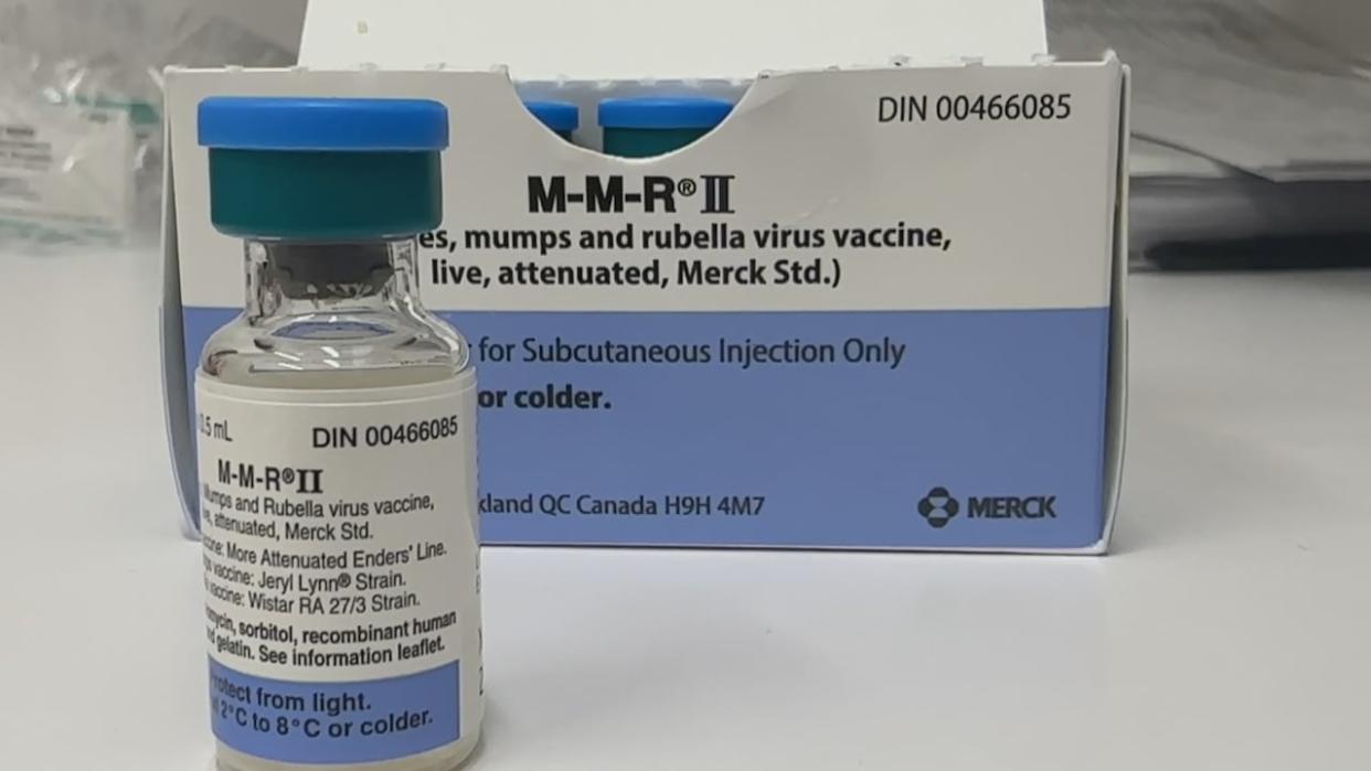 A bottle of the MMR vaccine, which is for measles, mumps and ruebella. (CBC - image credit)