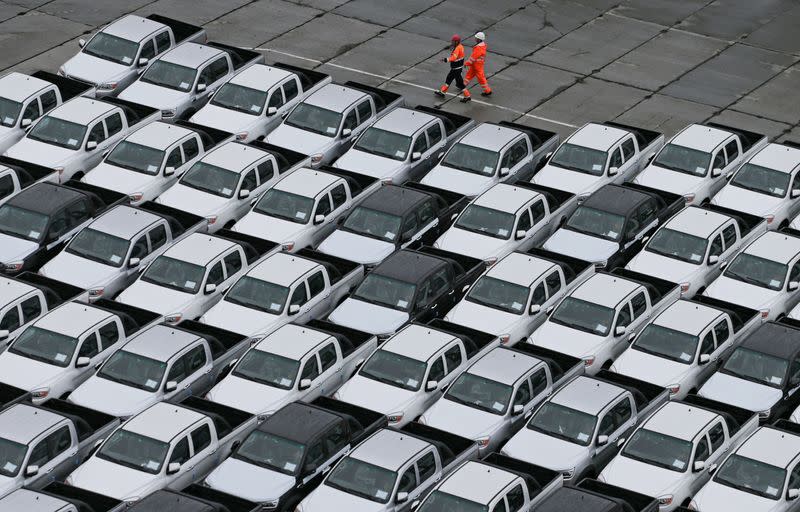 FILE PHOTO: Imported Chinese cars arrive at Vladivostok port